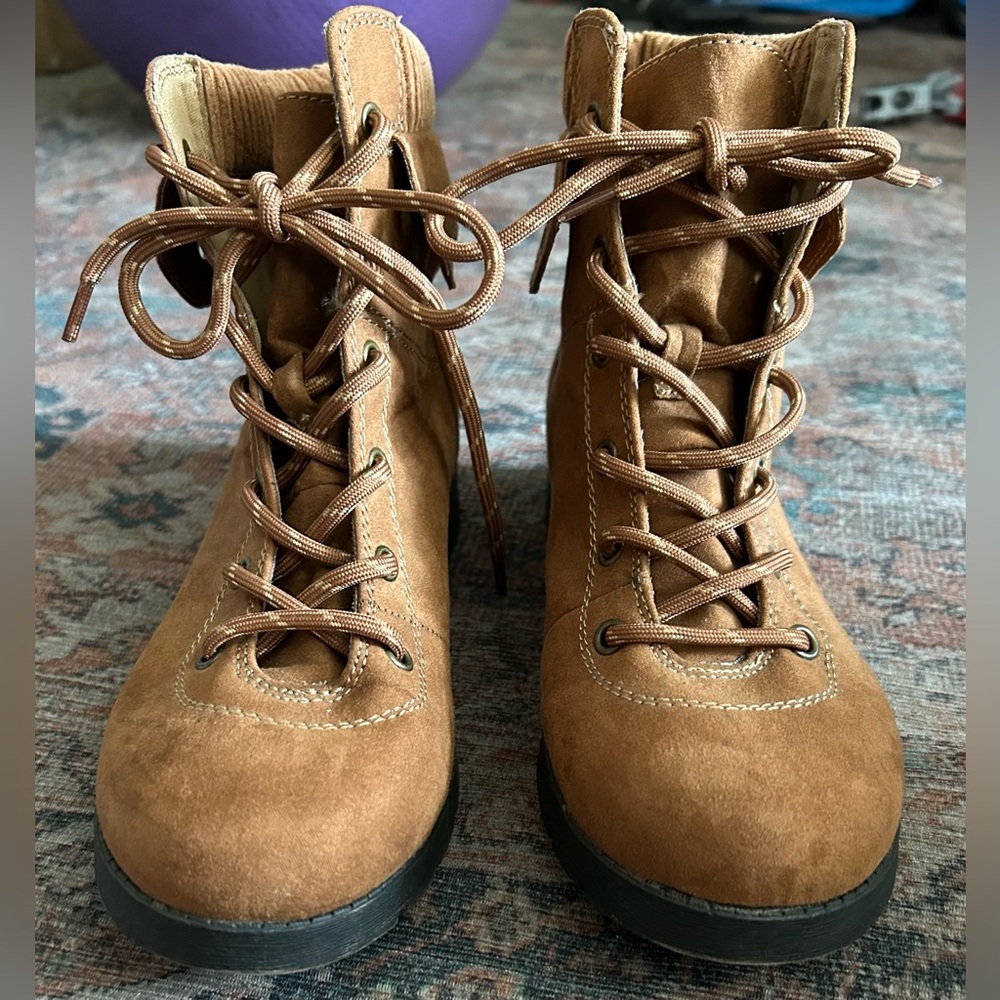 St. John's Bay Brown Lace-Up Boots for Women- size 8.5